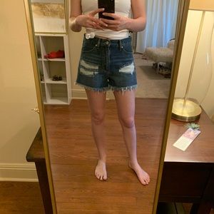 High waisted denim shorts
